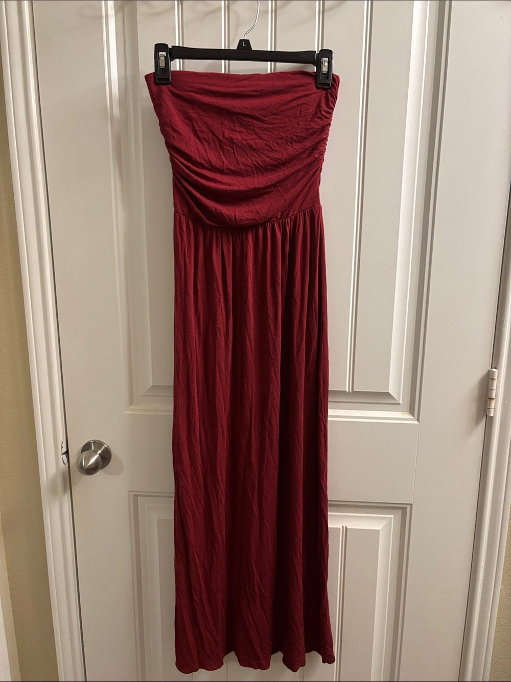 Strapless Maxi Dress in Wine Red